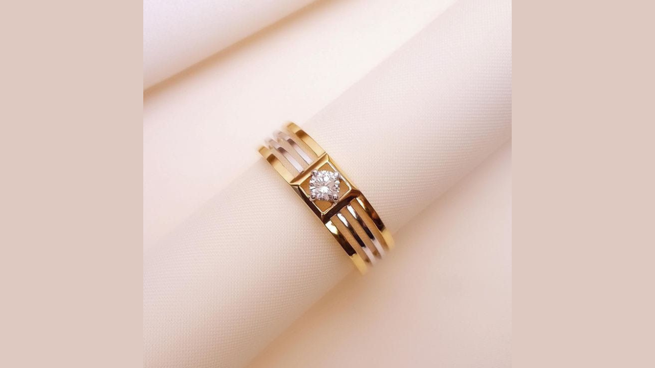Men Diamond Rings 2026 Design, Gold, Original, Single, 1 Carat