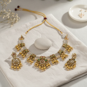 Pearl Studded Gold Necklace